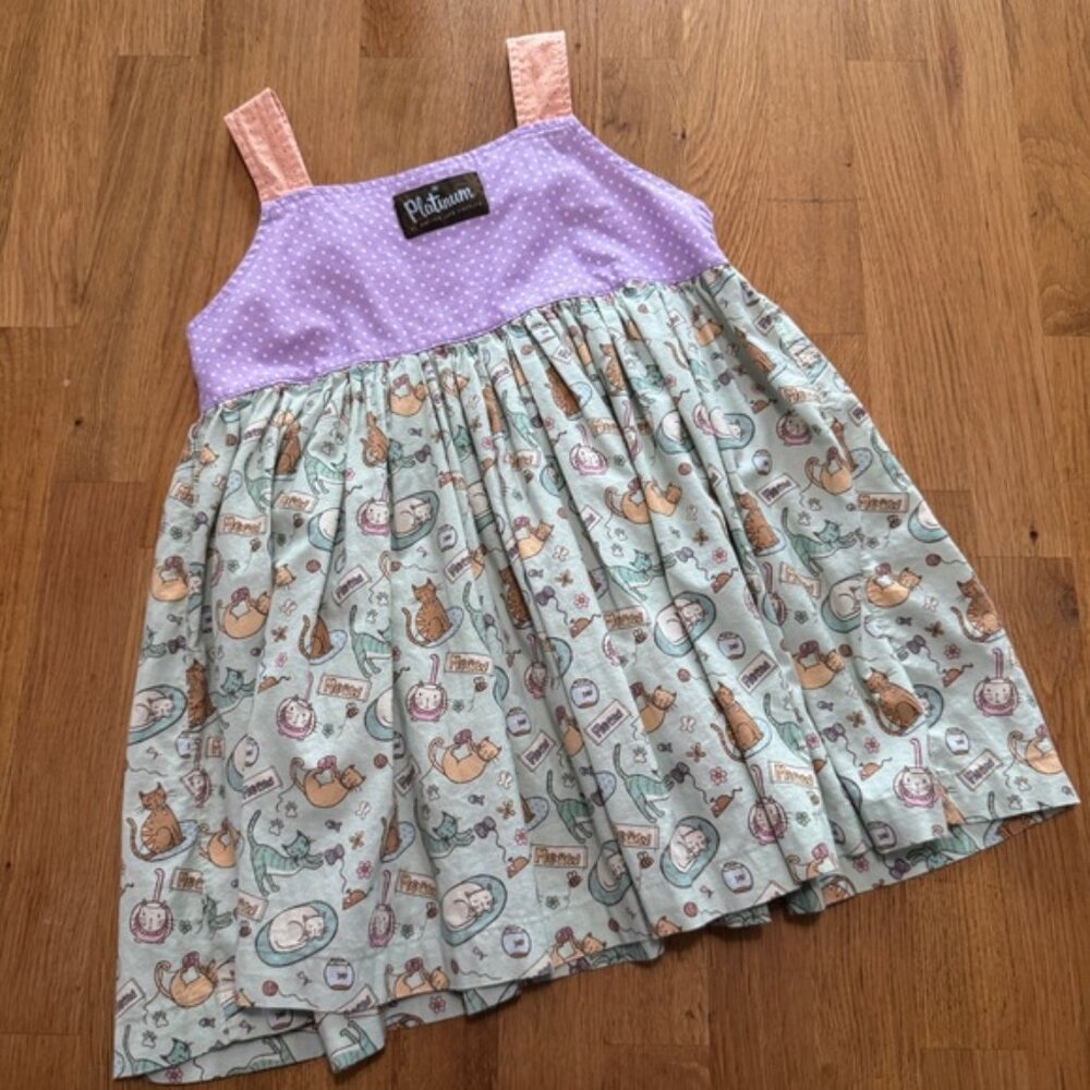 Matilda Jane 8 Sleeveless Apron Cat Theme Dress - Picture 3 of 9